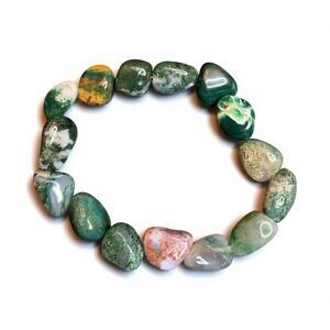 Handcrafted Ocean Jasper and Moss Agate Bracelet 7"